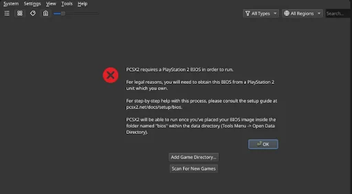 PS2 BIOS Not Found Error